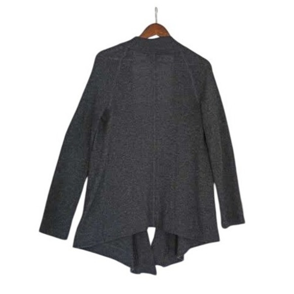 Aqua 100% Cashmere Medium Charcoal Gray Open Front Draped Cardigan Sweater M - Picture 3 of 8